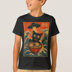Black Cat Ramen Alien Ufo Funny Japanese Kawaii An T-Shirt