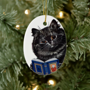 Black Cat Reading a Book • Louis Wain • Ornament