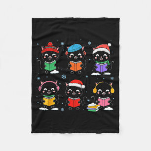 Black Cat Reading Book Christmas For Bookworm Cat  Fleece Blanket