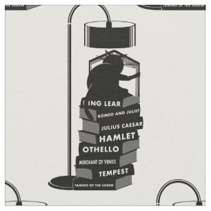 Black Cat Reading Shakespeare Plays Fabric