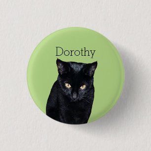 Black Cat real Photo Personalised Pinback Buttons