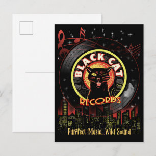 Black Cat Records Postcard – Retro Jazz Club Vinyl