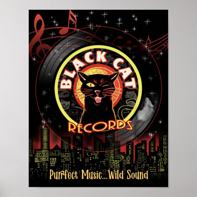 Black Cat Records Poster – Retro Jazz Club Vinyl (Front)