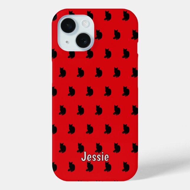 Black Cat (Red) Case-Mate iPhone Case (Back)