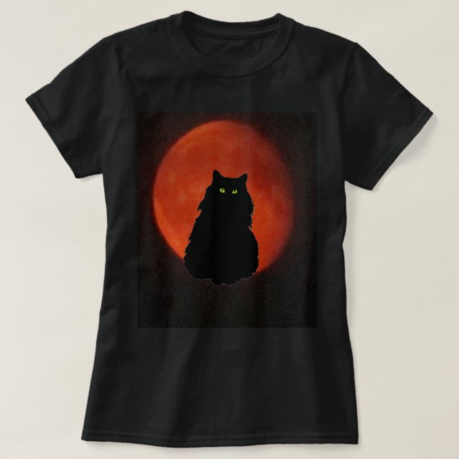 Black Cat Red Moon  T-Shirt (Design Front)