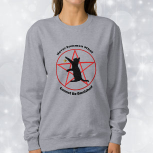 Black Cat Red Pentagram in circle Summon Banish Sweatshirt