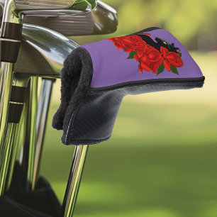 Black Cat Red Roses Purple Golf Head Cover