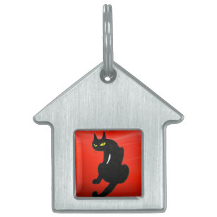 BLACK CAT  ,Red Ruby Pet Name Tag