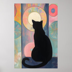Black Cat Reflection: Abstract Elegance - Poster