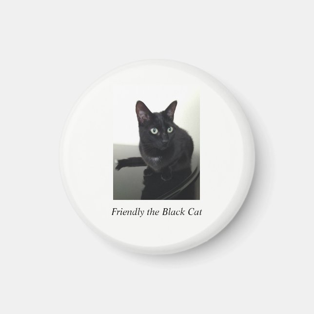 Black Cat Refrigerator Magnet - round (Front)