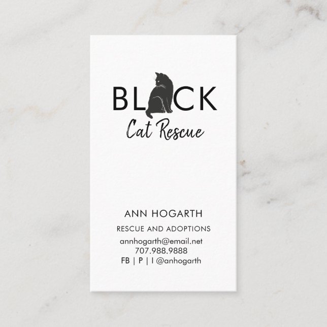 Black Cat Rescue Organisation Business Card (Front)