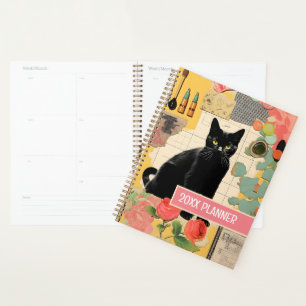 Black Cat retro collage Planner