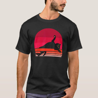 Black Cat Retro Sunset Vintage Kitten Owner Pet Lo T-Shirt