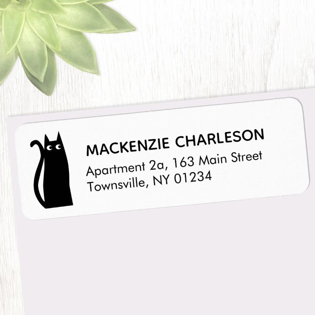 Black Cat Return Address Label (Fun black cat return address label)