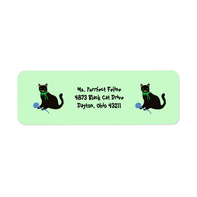 Black Cat Return Address Labels (Front)