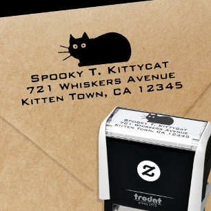 Black Cat Return Address Self-inking Stamp