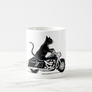 Black Cat Riding A Motorcycle Coffee Mug