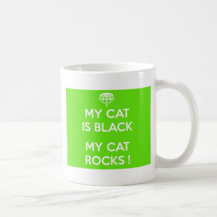 Black cat rocks coffee mug