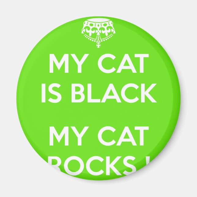 Black cat rocks magnet (Front)