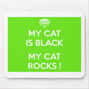 Black cat rocks mouse mat