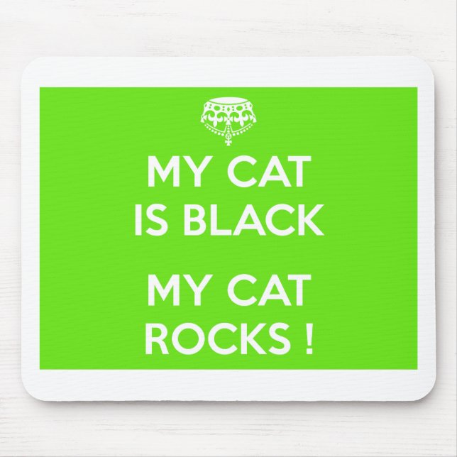 Black cat rocks mouse mat (Front)