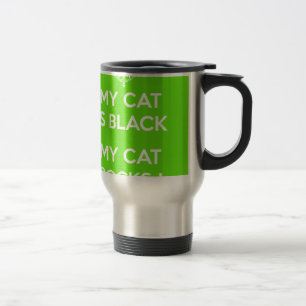 Black cat rocks travel mug