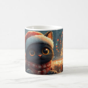 Black Cat Roller Coaster Christmas Coffee Mug