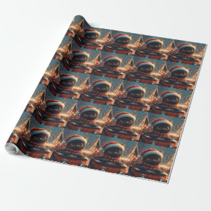 Black Cat Roller Coaster Christmas Wrapping Paper