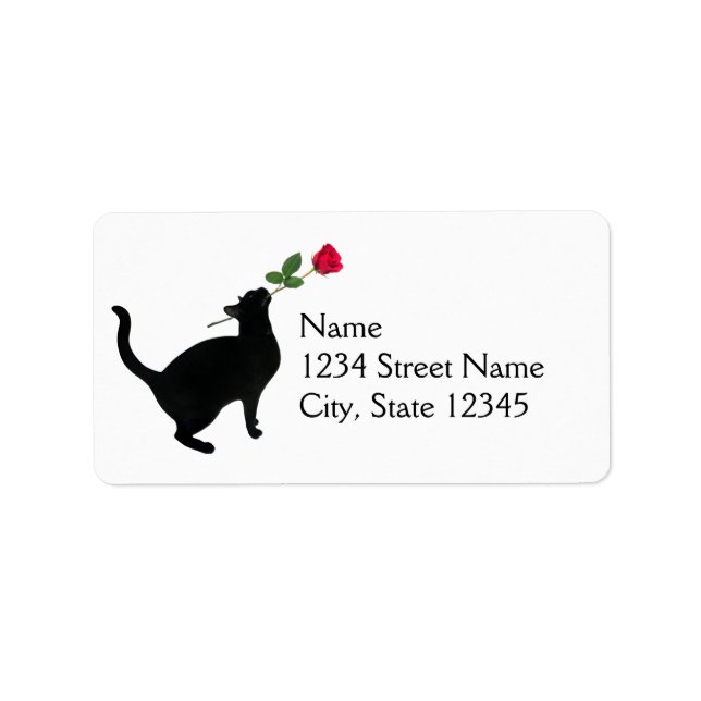Black Cat Rose Address Labels (Front)