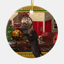 Black Cat - Round Christmas Ornament