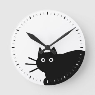 Black Cat Round Clock