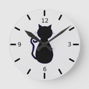 Black Cat Round Clock