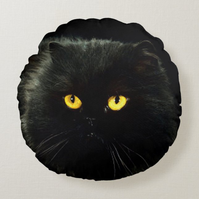 Black Cat Round Cushion (Front)