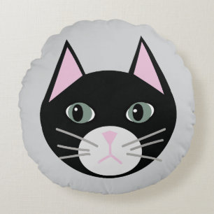 Black cat round cushion