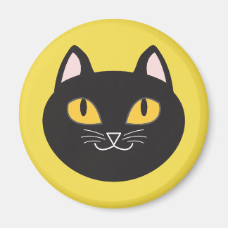 Black Cat Round Magnet