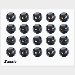Black Cat Round Sticker Customise It