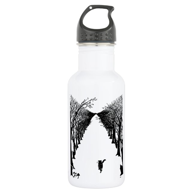 Black cat, Rudyard Kipling 532 Ml Water Bottle (Front)