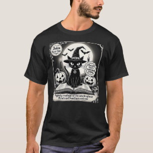 Black Cat Salem Witch Book Club Spooky Halloween B T-Shirt