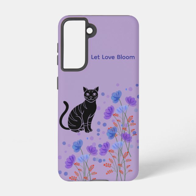 Black Cat Samsung Galaxy Case – Let Love Bloom (Back)