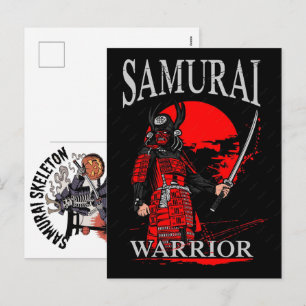 Black Cat Samurai Japanese Warrior Vintage Holiday Postcard