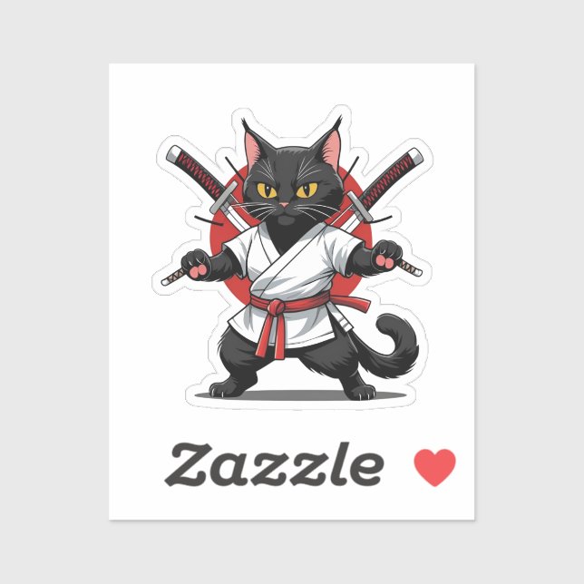 Black Cat Samurai Stickers (Sheet)