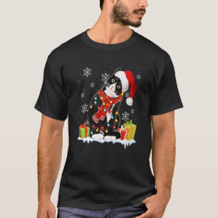 Black Cat Santa Hat Christmas Lights Xmas Girls W T-Shirt