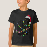 Black Cat Santa Hat Light Tree Funny Ugly Christma