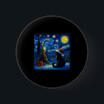Black Cat Santa Hat Van Gogh Starry Night Christma 6 Cm Round Badge<br><div class="desc">Black Cat Santa Hat Van Gogh Starry Night Christmas Tree</div>