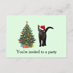 Black Cat Santa Invitation