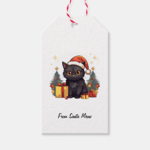Black Cat Santa Meow With Christmas Presents Gift Tags