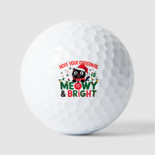 Black Cat Santa Meowy & Bright Christmas Golf Balls