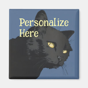 Black cat sarcastic spooky vintage illustration magnet
