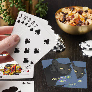 Black cat sarcastic spooky vintage illustration playing cards