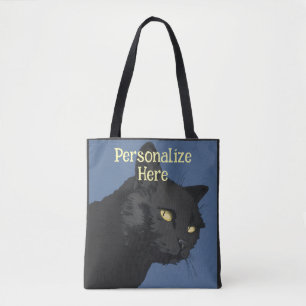 Black cat sarcastic spooky vintage illustration tote bag